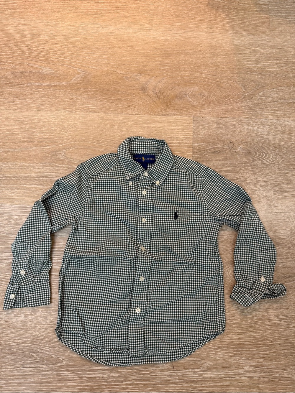 Polo Ralph Lauren Boys Button Up Shirt Size 4 Green Check Plaid Long Sleeve